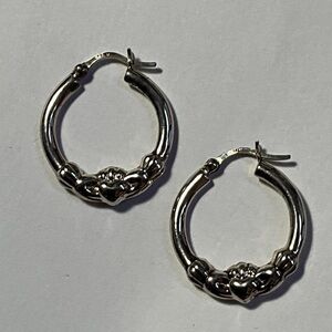Sterling Silver Claddagh Hoop Earrings